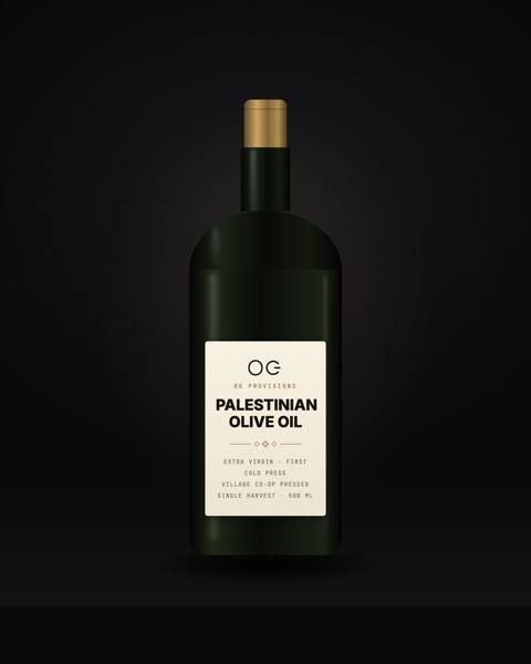 0G Provisions Palestinian Olive Oil — extra virgin, village co-op pressed, 500ml